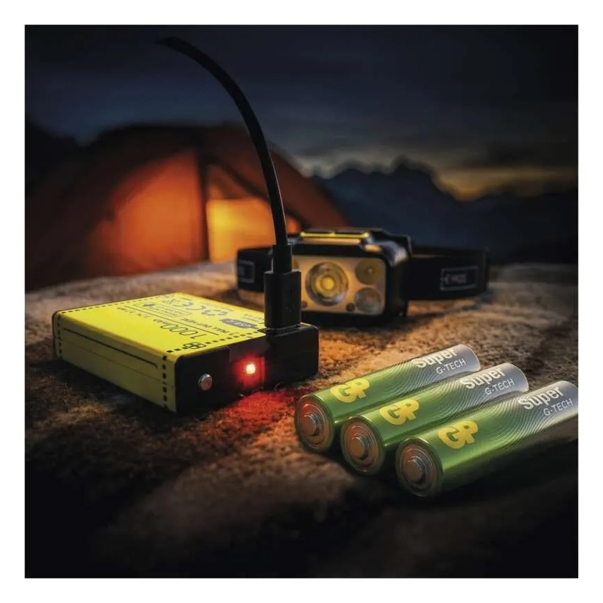 Állítható fényerejű, újratölthető LED fejlámpa/3xAAA/1000 mAh 3,7V