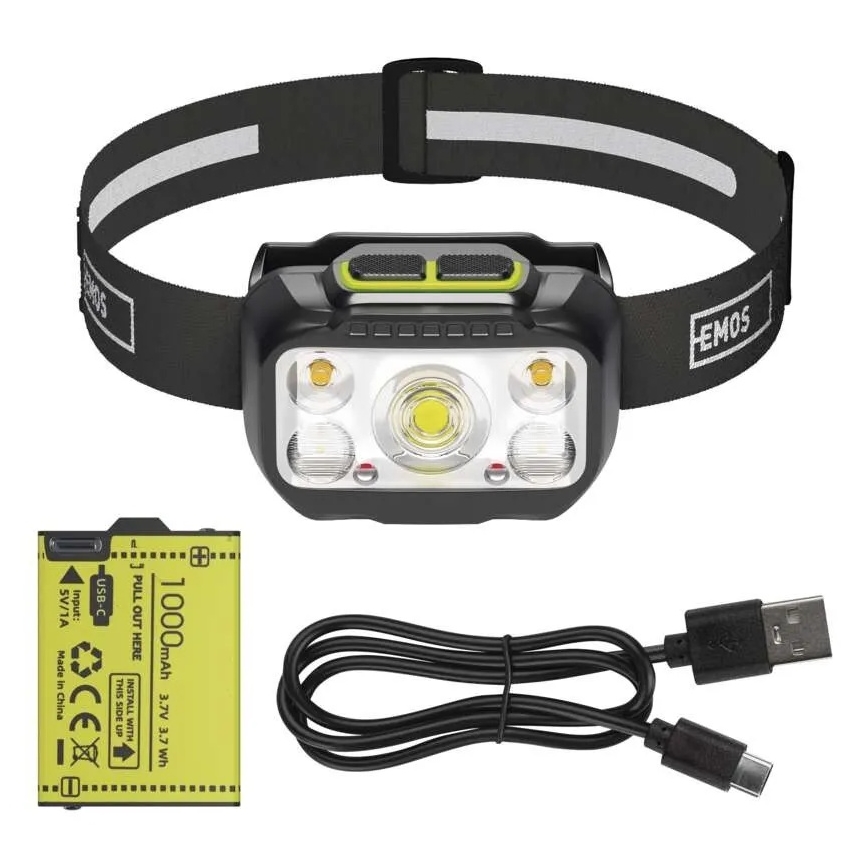 Állítható fényerejű, újratölthető LED fejlámpa/3xAAA/1000 mAh 3,7V