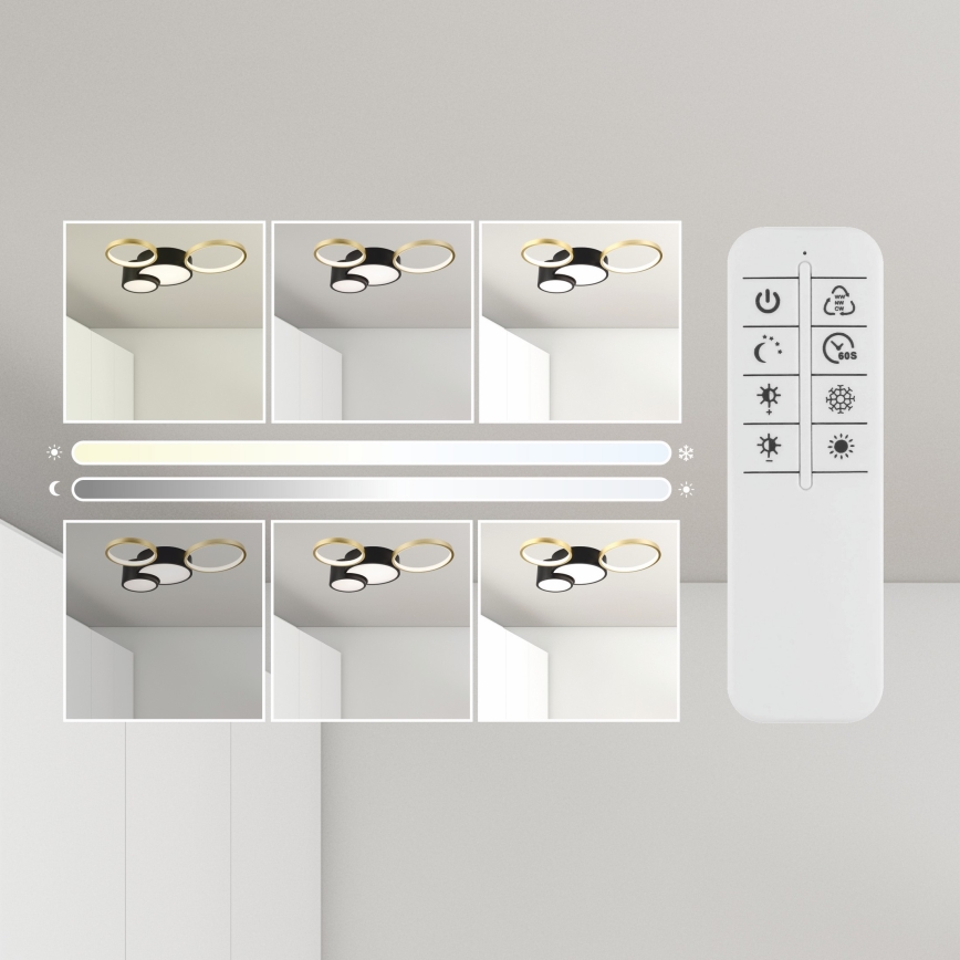 Állítható fényerejű mennyezeti lámpa ALIZEE LED/30W/230V 3000-6500K fekete/arany