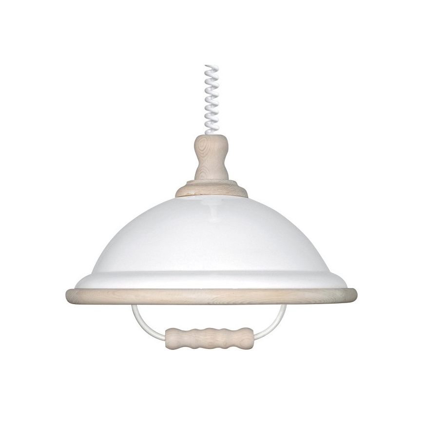 Állítható magasságú csillár AKRYL DR 1xE27/15W fehér/fehér fa