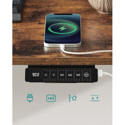 Állítható magasságú íróasztal SOLEA-X barna/fekete