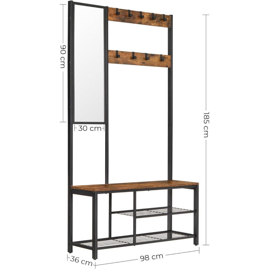 Álló fogas tükörrel NAVOR barna/fekete