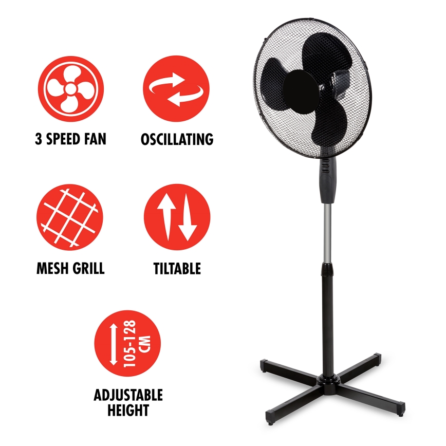 Álló ventilátor 40W/230V á. 40 cm fekete