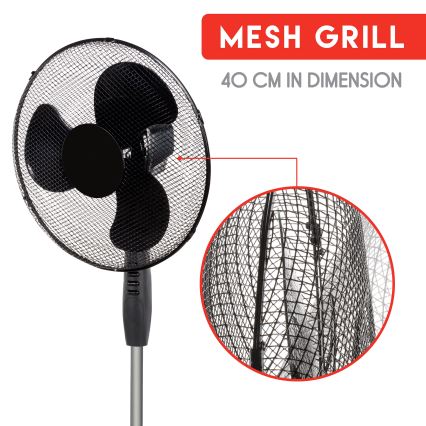 Álló ventilátor 40W/230V á. 40 cm fekete