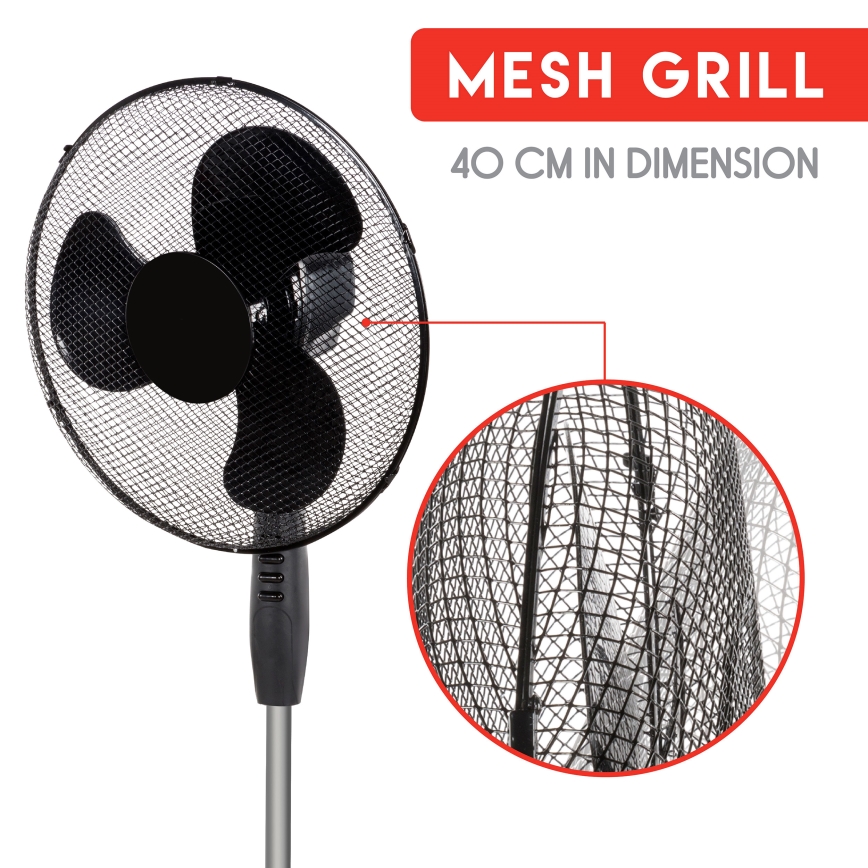 Álló ventilátor 40W/230V á. 40 cm fekete