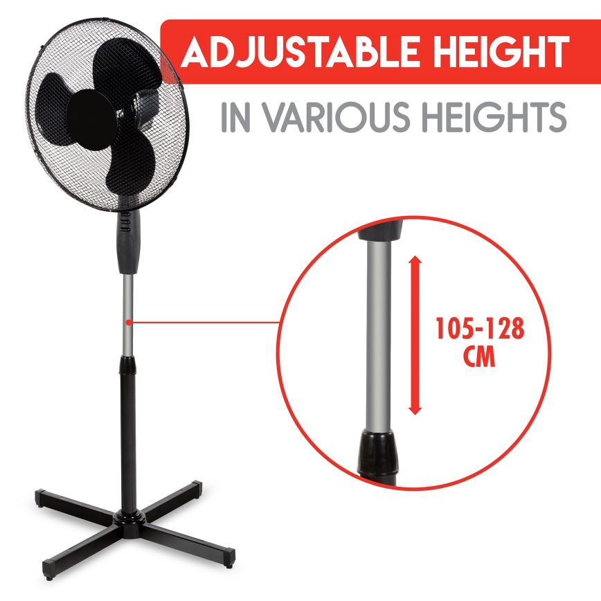 Álló ventilátor 40W/230V á. 40 cm fekete