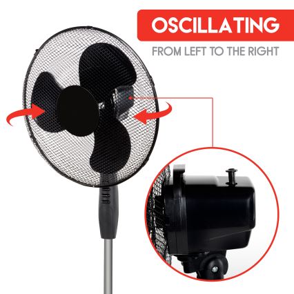 Álló ventilátor 40W/230V á. 40 cm fekete