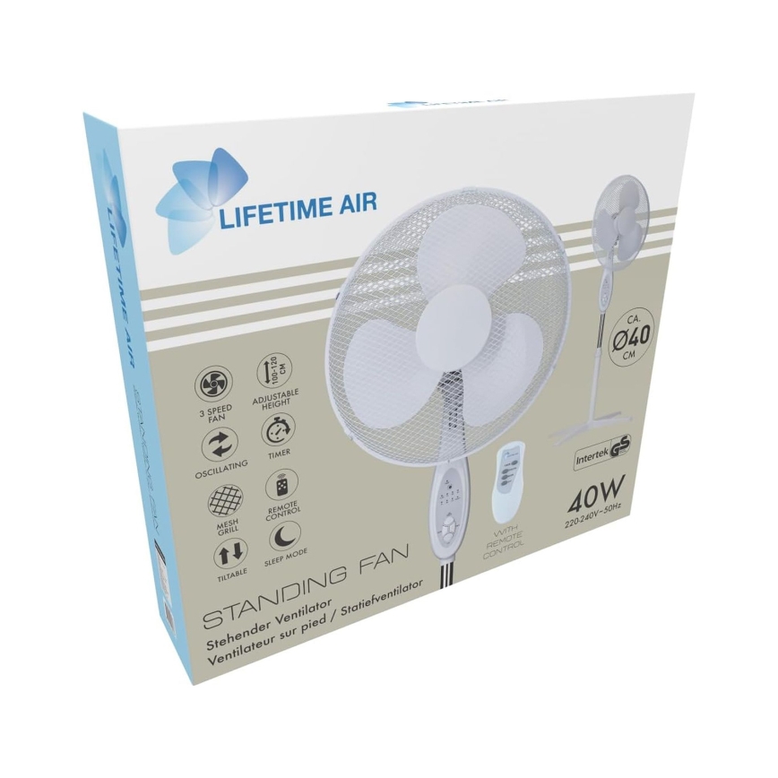Álló ventilátor 45W/230V, átmérő 40 cm, fehér
