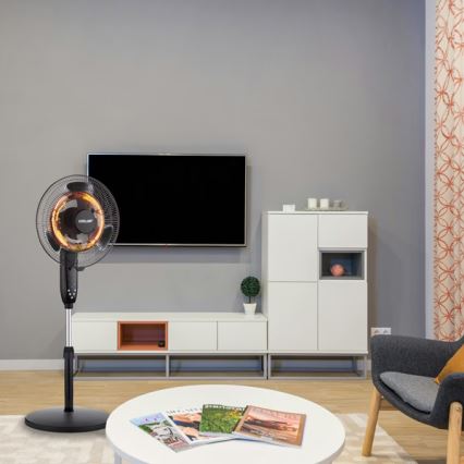 Álló ventilátor fűtővel 35W/2000W/230V átm. 40 cm fekete