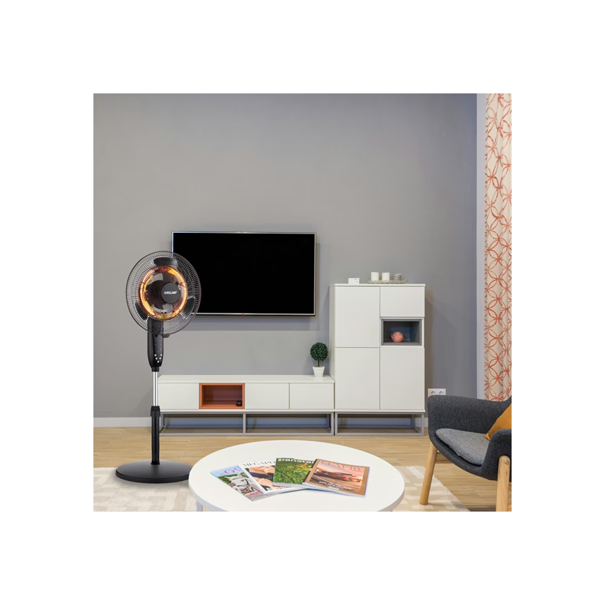 Álló ventilátor fűtővel 35W/2000W/230V átm. 40 cm fekete
