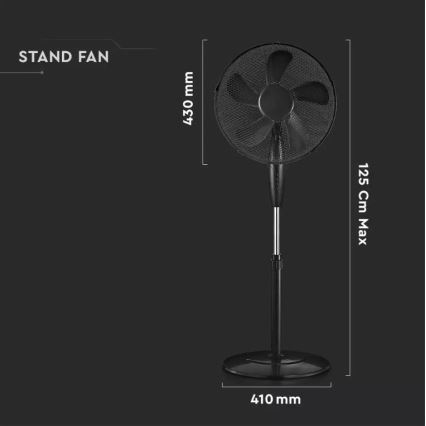Álló ventilátor Ø 43cm 55W/230V fekete