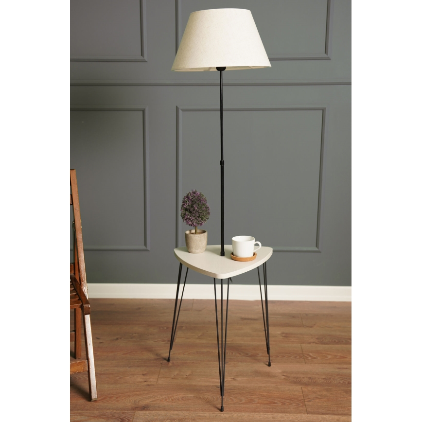 Állólámpa asztallal 1xE27/40W/230V fekete/krémes