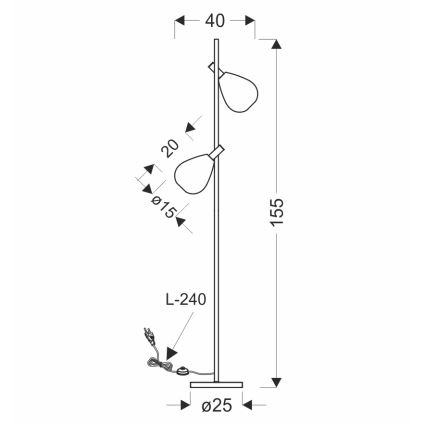 Állólámpa DENSO 2xG9/5W/230V fekete króm/réz