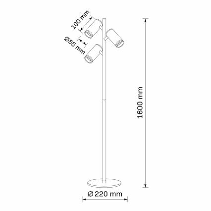 Állólámpa PÁRIZS 3xGU10/12W/230V fekete