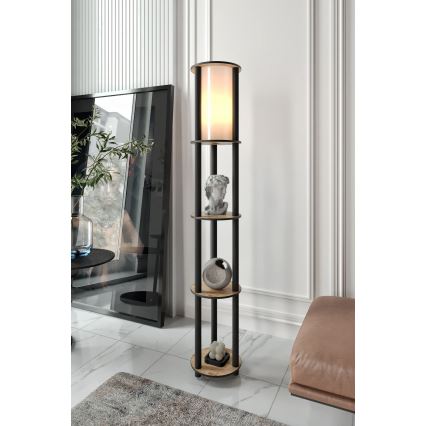 Állólámpa polcokkal 1xE27/40W/230V 150 cm fekete/barna