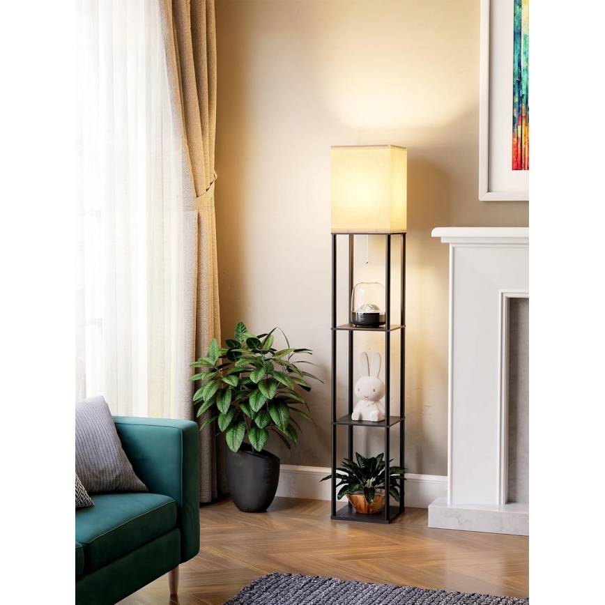 Állólámpa polcokkal, 1xE27/40W/230V, fekete/fehér