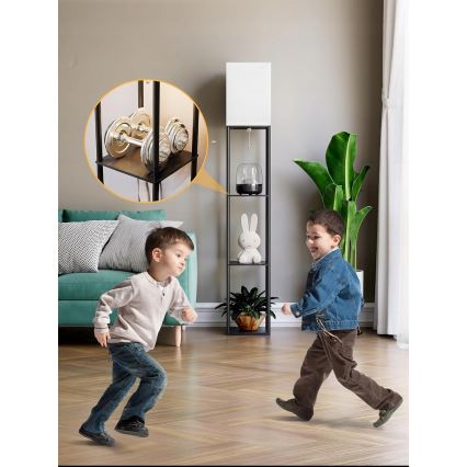 Állólámpa polcokkal, 1xE27/40W/230V, fekete/fehér