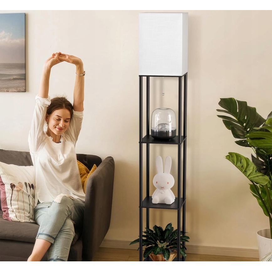 Állólámpa polcokkal, 1xE27/40W/230V, fekete/fehér