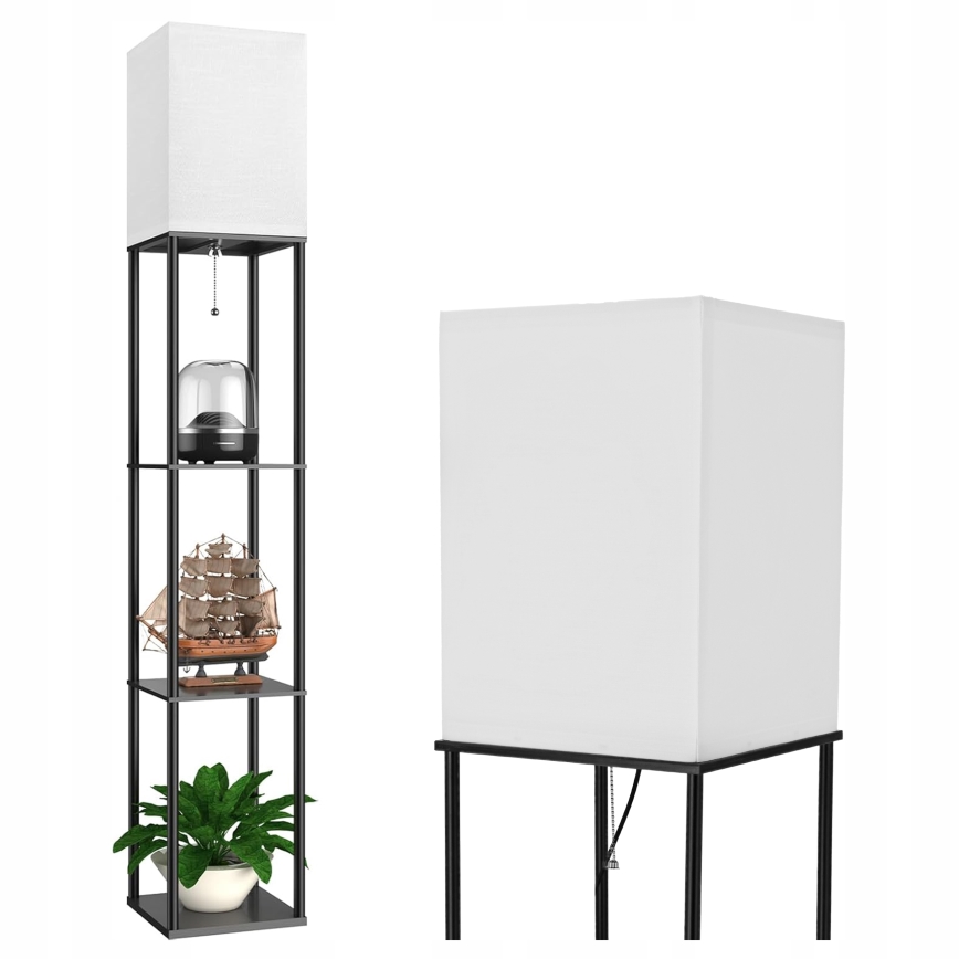 Állólámpa polcokkal, 1xE27/40W/230V, fekete/fehér