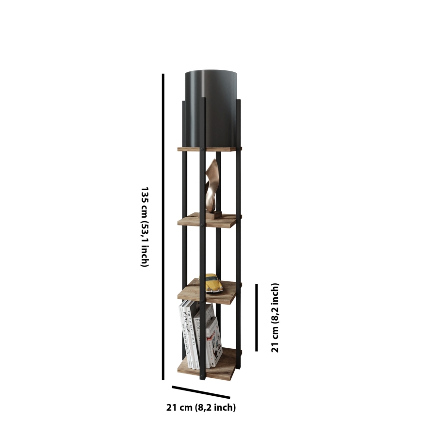 Állólámpa polcokkal NORA 1xE27/40W/230V fekete/barna