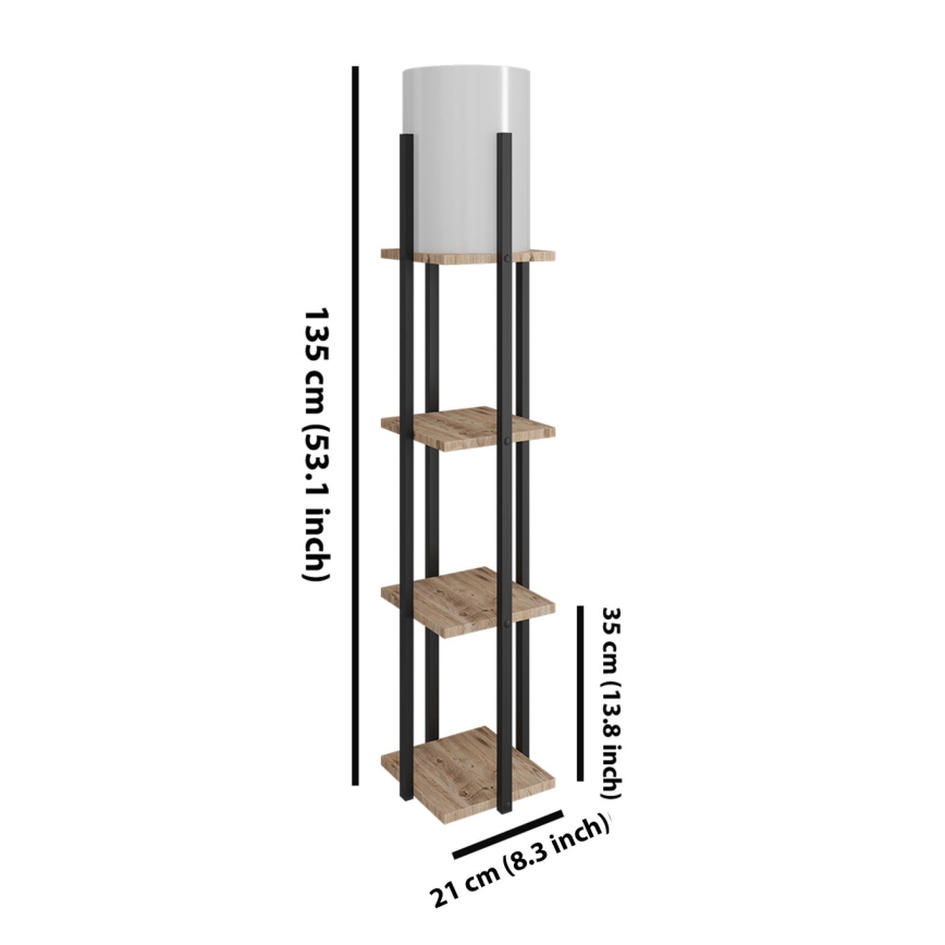 Állólámpa polcokkal NORA 1xE27/40W/230V fekete/barna