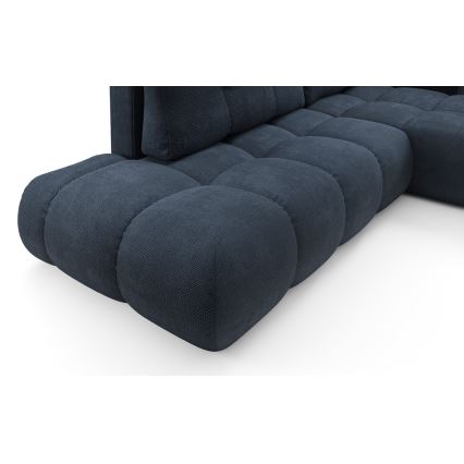 ALMADA L-alakú kárpitozott, ággyá nyitható sarokkanapé tárolóval, jobb oldali, kék