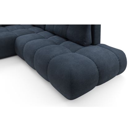 ALMADA L-alakú, ággyá alakítható kárpitozott sarokkanapé tárolóval, balos kivitel, kék