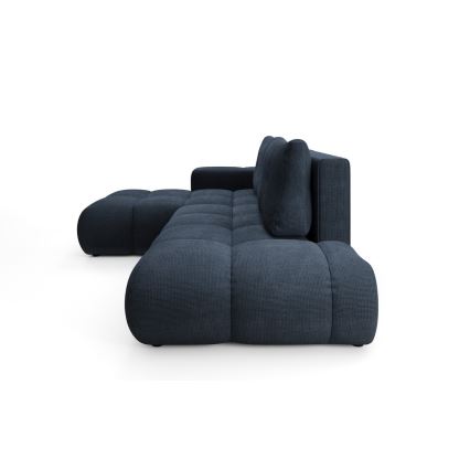 ALMADA L-alakú, ággyá alakítható kárpitozott sarokkanapé tárolóval, balos kivitel, kék