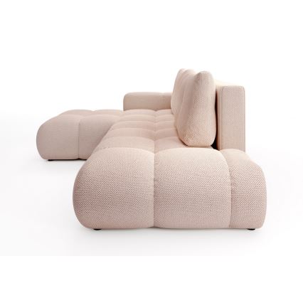 Ággyá alakítható, balos L-alakú kárpitozott sarokkanapé tárolóval ALMADA, rózsaszín