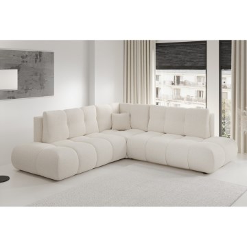 ALMADA L alakú kárpitozott sarokülőgarnitúra, kihúzható, tárolóhellyel, balos, bézs