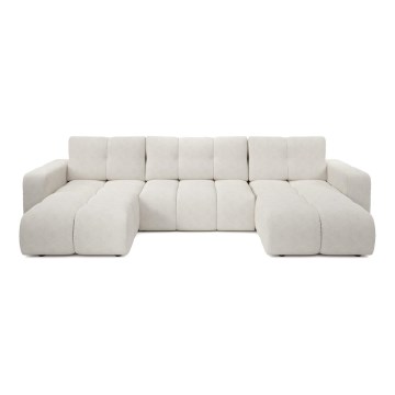 ALMADA U-alakú, kárpitozott, ággyá nyitható ülőgarnitúra ágyneműtartóval, bézs