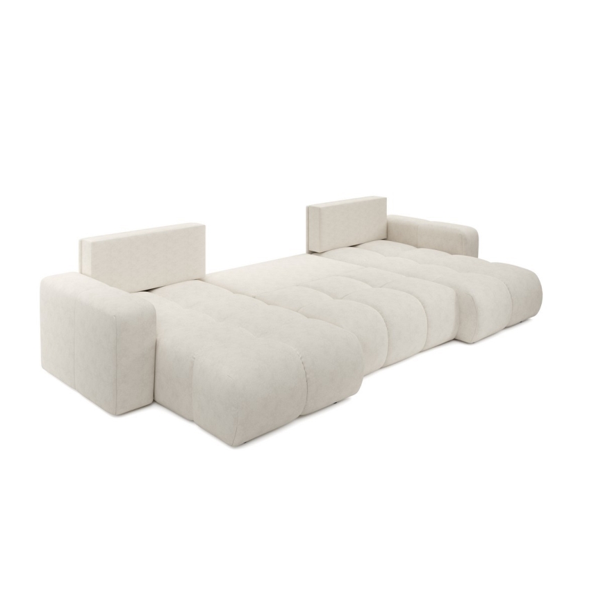 ALMADA U-alakú, kárpitozott, ággyá nyitható ülőgarnitúra ágyneműtartóval, bézs