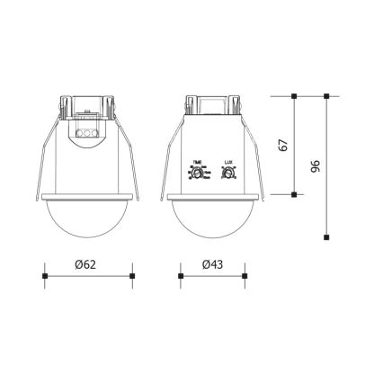 Álmennyezeti 360° mozgásérzékelő, 1200 W / 230 V, IP54, fehér