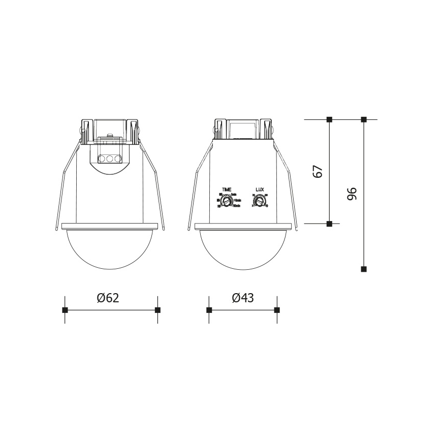 Álmennyezeti 360° mozgásérzékelő, 1200 W / 230 V, IP54, fehér