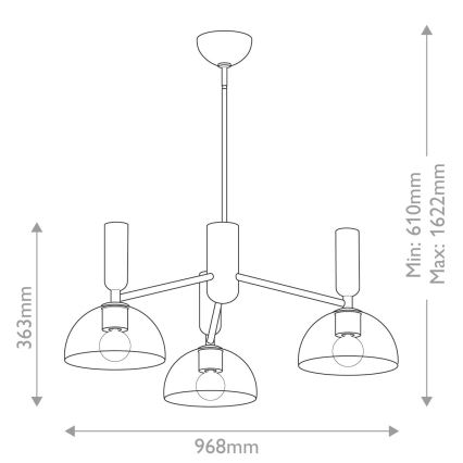 Alora Mood - Csillár rúdon JUDE 3xE27/60W/230V átm. 96,8 cm réz
