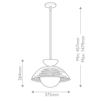 Alora Mood - Rudas csillár PERTH 1xE27/60W/230V Ø 37,5 cm fekete