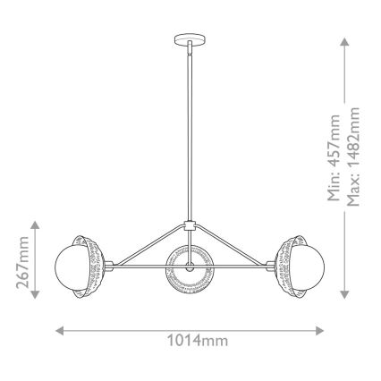Alora Mood - PERTH rudas csillár 3xE14/40W/230V arany