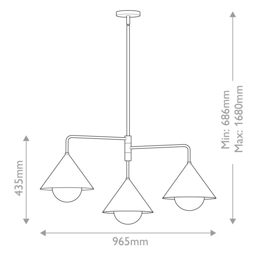 Alora Mood - Rúdra szerelt csillár REMYCK 3xE27/60W/230V aranyszínű