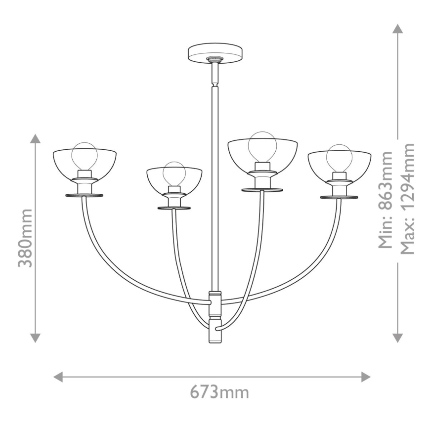 Alora Mood - SYLVIA rúdon függő csillár 4xE14/40W/230V arany