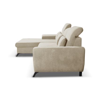 Ággyá nyitható balos L-alakú kárpitozott ülőgarnitúra tárolóval ALTA bézs