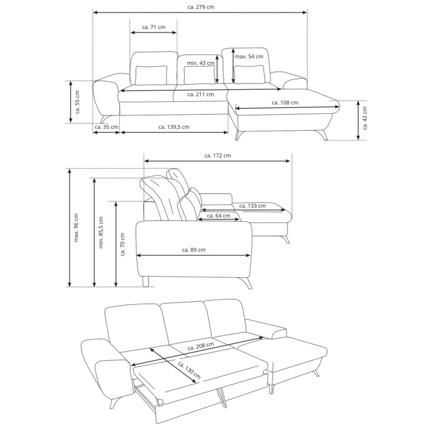 ALTA L-alakú, balos kárpitozott, ággyá alakítható sarokülőgarnitúra tárolóval, zöld