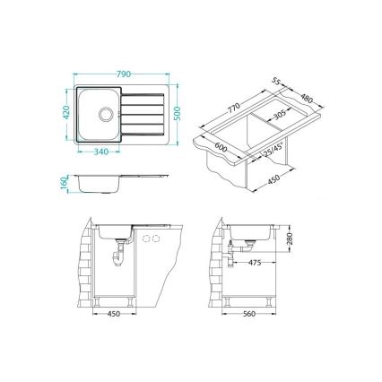 ALVEUS 1069147 - Konyhai mosogató LINE 79x50 cm rozsdamentes acél/szatén