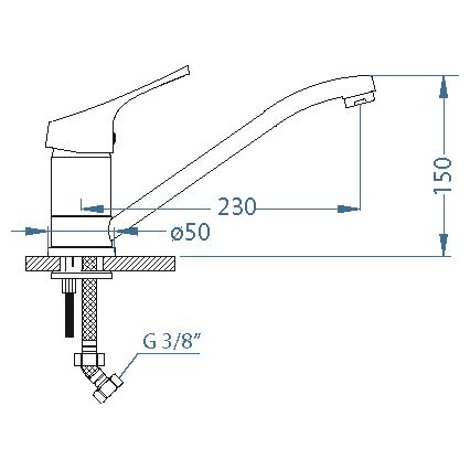 ALVEUS 1091137 - Mosogató csap RIVIERA 15 cm fényezett króm