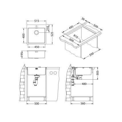 ALVEUS 1122708 - Mosogató PURE 52,5x51,5 cm monarch réz