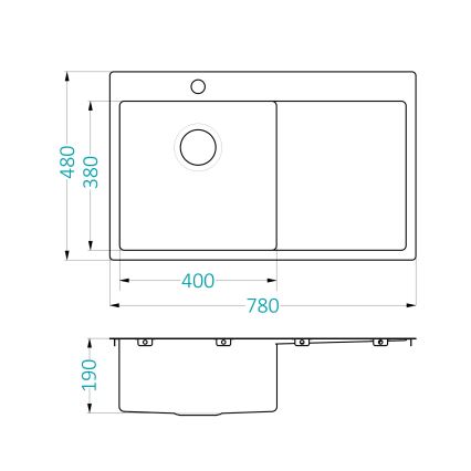 ALVEUS 1124384 - Mosogató QUARTO 78x48 cm szatén