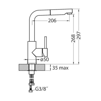 ALVEUS 1129048 - Mosogatócsap kihúzható permetezővel SIROS 29,7 cm gránit/fekete