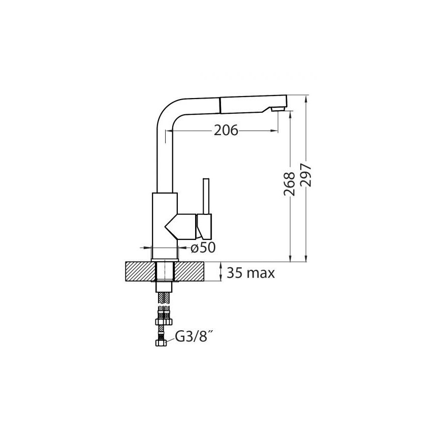 ALVEUS 1129048 - Mosogatócsap kihúzható permetezővel SIROS 29,7 cm gránit/fekete
