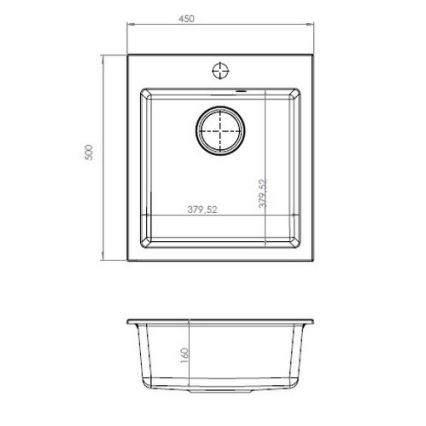 ALVEUS 1133432 - Mosogató CORTINA 50x45 cm gránit/fekete