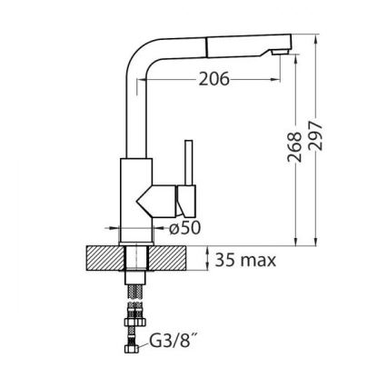 ALVEUS 1135365 - Mosogató csaptelep kihúzható zuhanyfejjel SARA 29,7 cm fényes króm