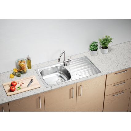 ALVEUS 1136539 - BASIC konyhai mosogató 78x43,5 cm, rozsdamentes acél/szatén, nagy lefolyó